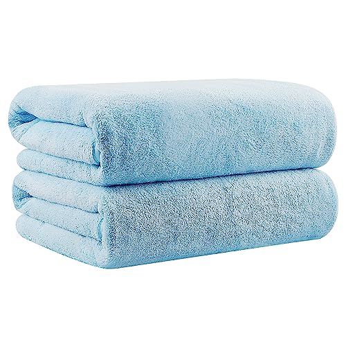 Orighty 2-Pack Microfiber Bath Towels (27'' x 54'') - Soft, Absorbent, Quick-Drying, Blue - color: Blue, size: 2 Pack Bath Towels