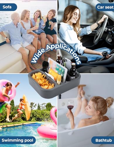 KEMIMOTO Boat Cup Holder -Marine Cup Holders, Boat Caddy Organizer,Snack Table Tray for Sofa or Car Seat