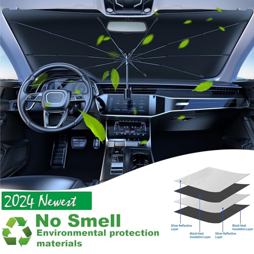 Windshield Sun Shade Umbrella for Car Foldable Umbrella Front Window Sunshade UV Block Windshield Shades for Sedan, SUV, Hatchbacks 57 * 31" (Abstract) - color: Abstract
