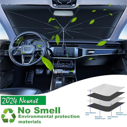 Windshield Sun Shade Umbrella for Car Foldable Umbrella Front Window Sunshade UV Block Windshield Shades for Sedan, SUV, Hatchbacks 57 * 31" (Abstract) - color: Abstract