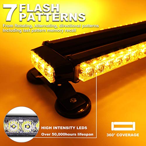 26'' 54 LED Emergency Strobe Rooftop Flashing Light Bar, Double Side Hazard Warning Beacon Safety Lights w/Magnetic for Tow Vehicles Firefighter Cars Trucks Traffic Security,Red&Blue&Red - color: Red & Blue Mix, size: 26''