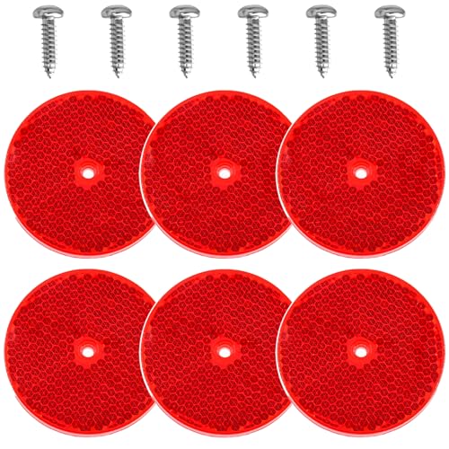 smseace 12pcs Safety Reflectors Red Round Reflectors 3inch with Stainless Steel Screw Used for Mailboxes,Driveway,Tunnels,Post,Cars,Trailer Reflector - color: Red, size: Round-6pcs