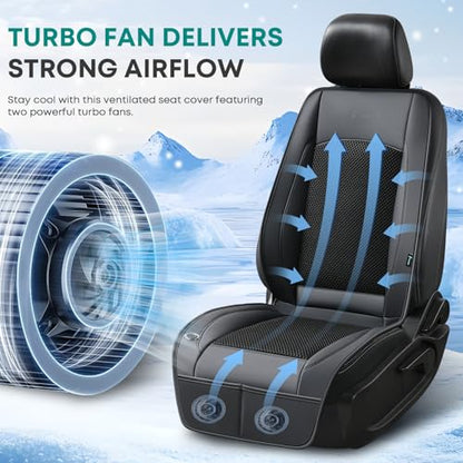 FLORICH Cooling Car Seat Cover Front Seat, 12V-24V Ventilated Seat Cushion, Cooling Car Seat Cushion with 2 Powerful Turbo Fans 3-Speed Adjustable for Summer Driving, Universal Fit for Car SUV Truck - color: Black