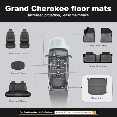 Cargo Mat Fit for 2011-2021 Jeep Grand Cherokee Rear Cargo Liner: All Weather Custom Fit TPE Automotive Trunk Liner - Grand Cherokee Trunk Mat, Black - style: 5) for Jeep Grand Cherokee 2011-2021 Cargo Liner