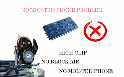 Car Phone Holder Mount Wireless Charging Auto Clamping with Rotatable Vent Clip Cute Demon for iPhone Samsung Galaxy Andriod Phone - style: Dark demond