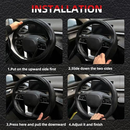 NBTEPEM Customized Auto Car Steering Wheel Cover for Toyota, Microfiber Leather Steering Wheel Covers with Anti-Slip Lining, Breathable, Safety, Soft, Sports Style (Black) - color: Black