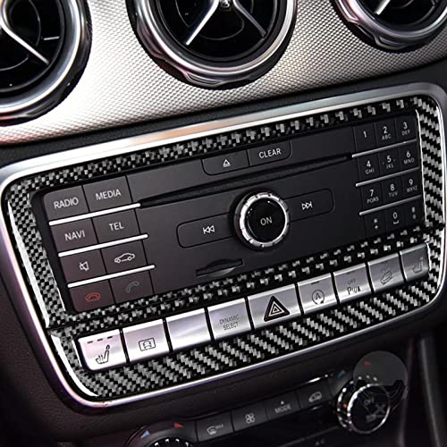 Auto Center Console Radio Warning Light Buttons Control Panel Frame Sticker Cover Compatible With Benz CLA C117 2014-2018 GLA X156 2015-2019 Interior Trim Decal Accessories Real Carbon Fiber Black - B - color: Center Console Radio Warning Light Buttons Co