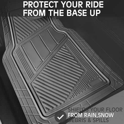 CAR PASS Heavy Duty Rubber Floor Mats Gray Car Mats Full Set with Trunk Cargo Liner - Universal Waterproof Floor Mats for Car SUV Truck, Durable All Weather Automotive Liner Mats (All Gray) - color: Gray Cargo Liner