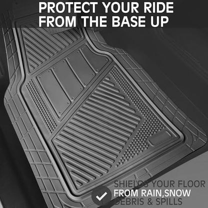 CAR PASS Heavy Duty Rubber Floor Mats Gray Car Mats Full Set with Trunk Cargo Liner - Universal Waterproof Floor Mats for Car SUV Truck, Durable All Weather Automotive Liner Mats (All Gray) - color: Gray Cargo Liner