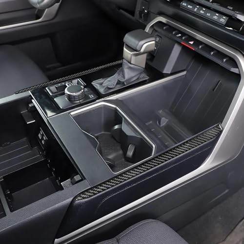 NVCNX Real Premium Carbon Fiber for Toyota Tundra 2022-2026 / Sequoia 2023-2026 2024 2025 Truck Pickup SUV Car Center Console Sides Strip Cover Interior Trim Accessories Overlay Sticker Decal 2PCs - color: Center Console Sides Strip Trim