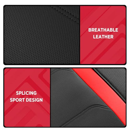 Rubbermaid Leather Car Seat Cover – Universal Front Seat Cover, Airbag Compatible, Easy to Install, Water-Resistant and Durable Automotive Seat Cover for Cars, Trucks, SUVs, Vans – Red - color: Red