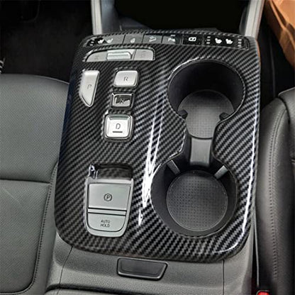 ruihe Carbon Fiber Pattern Car Gear Shift Knob Console Panel Trims Cup Holder Frame Cover Compatible with Fit for Hyundai Tucson 2022 2023 2024 2025