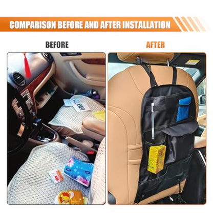 Car Backseat Organizer with 7 Storage Pockets, Waterproof Auto Seat Back Protector Kick Mat for Kids Toddlers, Large Capacity Universal Travel Accessories, Keep Vehicles Organized & Tidy (2PCS) - size: 2PCS