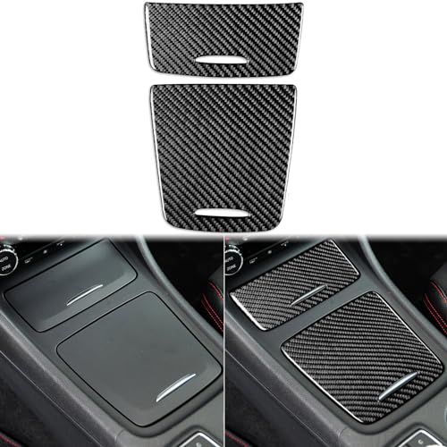 Car Center Control Cigarette Lighter Storage Box Cover Panel Sticker Compatible with Benz CLA C117 2014-2018 GLA X156 2015-2019 Real Carbon Fiber Interior Trim Accessories Black - Kit - color: Center Control Cigarette Lighter Storage Box Cover Panel - Kit