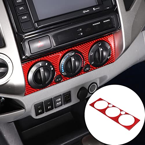 Soft Carbon Fiber Car Center Control Air Conditioning Adjustable Trim Sequins Stickers Trim Fit For Toyota Tacoma 2006 2007 2008 2009 2010 2011 2012 2013 2014 2015 (Red Carbon Fiber) - color: Red Carbon Fiber
