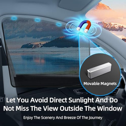 Aokway Car Side Window Sunshades, Driver Car Window Screen Mesh, Universal Fit for Camping and UV Protection (Black, Front Side 2pcs) - color: black, size: Front Side 2pcs