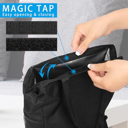 Homelove Hanging Car Trash Can with 4 Storage Pockets, Waterproof Leakproof Oxford Auto Garbage Bag, Adjustable Garbage Bag, Foldable Car Trash Bin Fit for Truck, SUV, Home, Office - color: Black-B