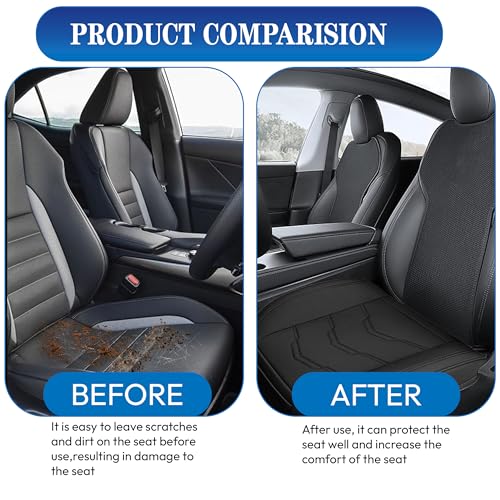Car Seat Cover Front Bottom Seat Cushion Cover, PU Leather Breathable Anti-Slip and Full Wrap Driver with Front Storage Pocket, Car Seat Accessories, Universal Fit for 95% of Vehicles