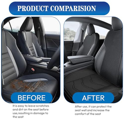 Car Seat Cover Front Bottom Seat Cushion Cover, PU Leather Breathable Anti-Slip and Full Wrap Driver with Front Storage Pocket, Car Seat Accessories, Universal Fit for 95% of Vehicles