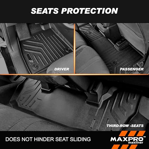 Premium MAXPRO Floor Mats for 2023-2025 Honda Pilot | 3-Row Complete Set | Car Floor Mat All Weather Waterproof TPE Floor Liners | Custom Fit Automotive Floor Mats Honda Accessories Car Mats Full Set - size: Complete 3 Row