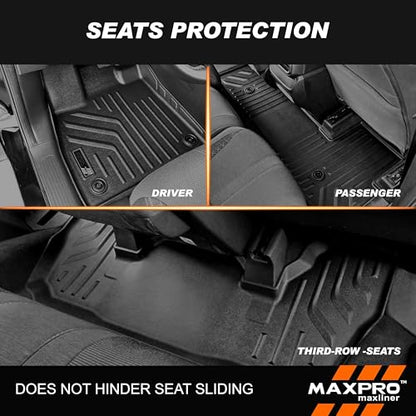 Premium MAXPRO Floor Mats for 2023-2025 Honda Pilot | 3-Row Complete Set | Car Floor Mat All Weather Waterproof TPE Floor Liners | Custom Fit Automotive Floor Mats Honda Accessories Car Mats Full Set - size: Complete 3 Row