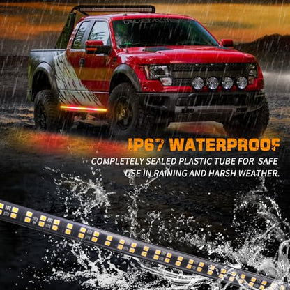 XRIDONSEN 2PCS 60 inch Amber Red Running Board Lights Strip 720 LED Emergency Strobe Lights Flashing Warning Safety Hazard Caution Side Light for Tow Plow Trucks Construction Vehicles SUV Car - color: Amber/Red