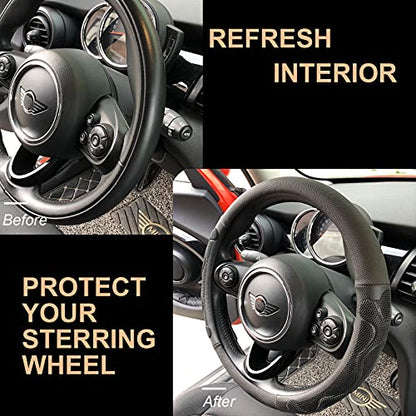 PINCTROT Comfy Grip Steering Wheel Cover, Anti-Slip Design, Universal 14.5-15 Inch(Silicone Black) - color: 1.Black, size: Medium(Standard) Size[14 1/2''-15'']