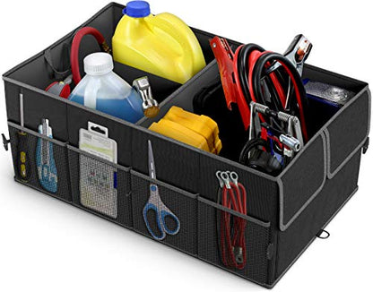 EPAuto Foldable Car Trunk Organizer, 3-Compartment with Removable Divider, Black - color: Black, size: 3-compartment