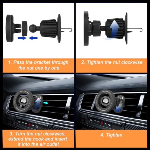 Car Phone Holder, Magnetic 360° Rotation Adjustable Vehicle Phone Mount Changer with Clip, Automotive Air Dashboard Vent Cellphone Holder, Universal for SUV RV Truck (Orange) - color: Orange