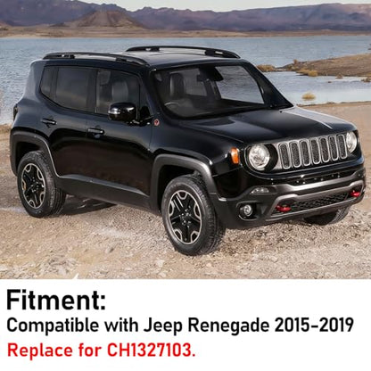Moonlinks Compatible with Jeep Renegade Right Passenger Side Mirror Cover Replacement 2015 2016 2017 2018 2019,Glossy Black Right Side Clip-on Mirror Cap With Turn Signal Light Replaces for CH1327103 - color: Right Black