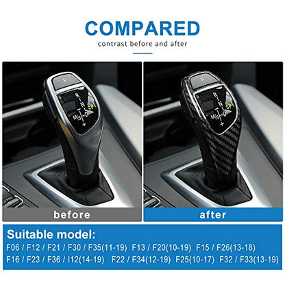 AIRSPEED Carbon Fiber Car Gear Shift Knob Cover Interior Trim for BMW F20 F21 F22 F23 F30 F32 F33 F34 F35 F36 F06 F12 F13 F25 F26 F15 F16 I8 Accessories - style: Style C