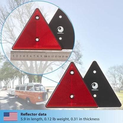 valonic triangle reflector,2 pieces - 6 x 6 inch - reflector for trailers - red - no screws included