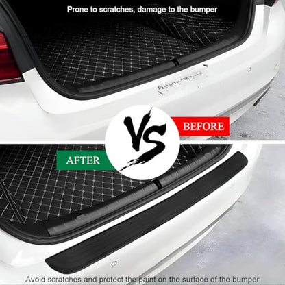 Car Rear Bumper Protector Guard, Anti-Scratch Auto Trunk Door Entry Protection Strip, Non-Slip Rubber Bumper Protective Cover Guard for Most Cars Trucks SUVs (Black, 35") - color: Black, 35"