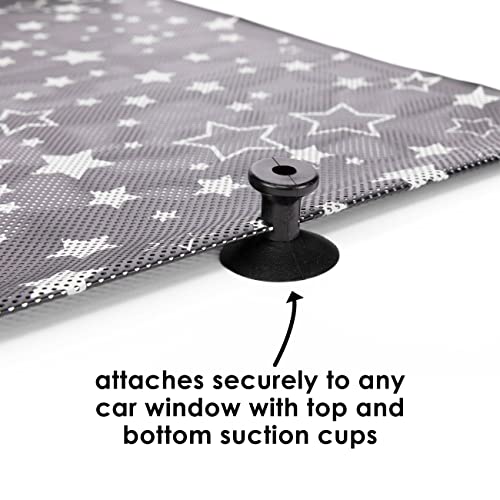 Diono Starry Night Car Window Shade for Baby, Retractable Car Sun Shade for Blocking Sun Glare, UV Rays with Glow in The Darks Stars, Black