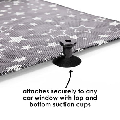 Diono Starry Night Car Window Shade for Baby, Retractable Car Sun Shade for Blocking Sun Glare, UV Rays with Glow in The Darks Stars, Black