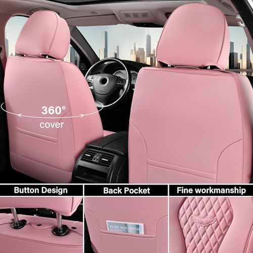Coverado Seat Covers, Car Seat Covers Front Seats, Pink Car Seat Covers, Waterproof Auto Seat Covers, Seat Cushion, Front Seat Covers Leatherette Car Seat Protector Universal Fit Most Cars - color: Pink, size: FrontPair