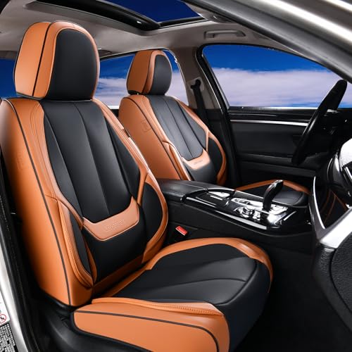 Coverado Seat Covers, Car Seat Covers Front Seats, Car Seat Cover, Car Seat Protector Waterproof, Car Seat Cushion Nappa Leather, Seat Covers Carseat Cover Universal Fit for Most Cars - color: Brown-black, size: Front