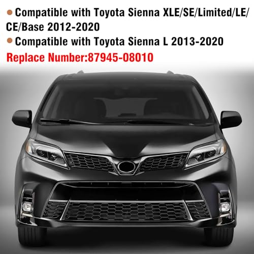 Moonlinks Compatible with 2012 2013 2014 2015 2016 2017 2018 2019 2020 Sienna Left Driver Side Mirror Cover Replacement, Glossy Black Left Side Clip-on Mirror Cap Replaces for 87945-08010 - color: Left Black