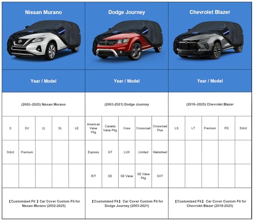 Kayme SUV Car Cover Custom Fit for Nissan Murano, Chevrolet Chevy Blazer, Dodge Journey,Windproof Upgraded & 100% Waterproof All-Weather Full Exterior Cover Rain Snow Protector with Door Zipper, Towel - size: Fit for Nissan Murano,Chevy Blazer,Dodge Journ