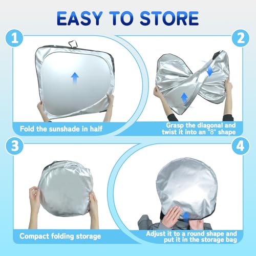 Custom Fit Windshield Sun Shade for Toyota Prius 2010-2022 (Not for Prius C/V), Blocks UV & Heat, Front Window Sunshade Accessories, Easy Fold & Store Keep Your Car Cooler - size: for 2010-2022 Toyota Prius