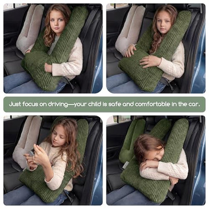 HIGOGOGO Washable Travel Pillow, Car Pillow for Kids & Adults, Travel Pillows with Removable Soft Cover and High-Support Foam, Fix Neck and Body Sitting/Sleeping on The Trip, Dark Green - color: U-dark Green