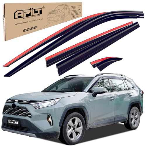 Outside-Mount Rain Guards Window Visors for 2019-2025 Toyota RAV4 Full-Size Wind Vent Deflectors Car Accessories Dark Smoke 6-Piece Set with Thicker and Waterproof Steps - color: Medium（2019-2025 Toyota RAV4）