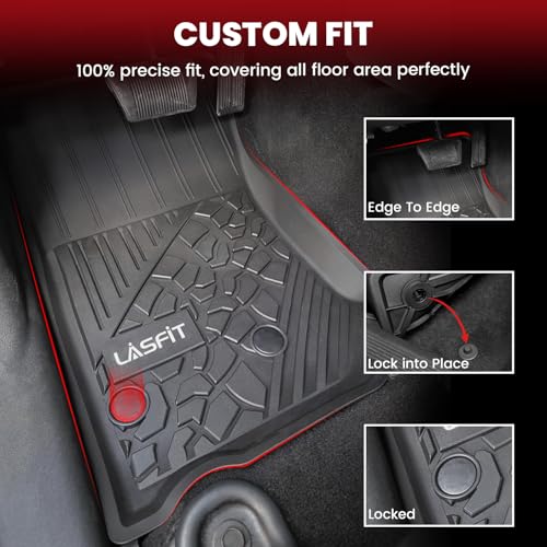 LASFIT Floor Mats for Jeep Wrangler JK 2014-2018 Unlimited 4-Door (NOT for JL or 2-Door) All Weather TPE Custom Fit Car Mats Floor Liners 1st & 2nd Row, Black - style: Wrangler JK 2014-2018 Floor Mats