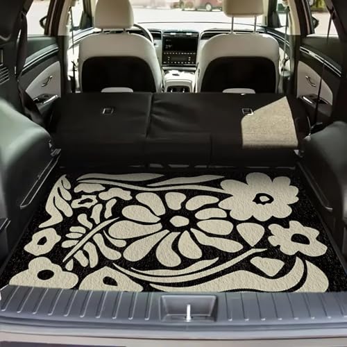 Universal Car Trunk Mat 29" x 39", Irregular Flowers All Weather Trunk Protection Cargo Liner, Durable Cargo Mat Rear Trunk Liner, Stylish Vehicle Interior Accessories Suitable for Most Car Models - color: Irregular Flowers