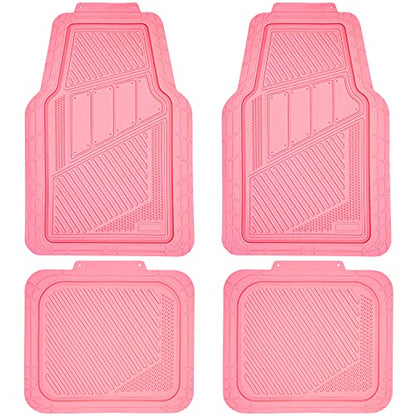 CAR PASS Heavy Duty Rubber Floor Mats 4-Piece,Pink Car Mats Full Sets Anti-Slip,Waterproof Universal Trim-to-Fit for Car SUV Truck, Durable All Weather Automotive Car Mats for Women,Girly(All Pink) - color: All Pink