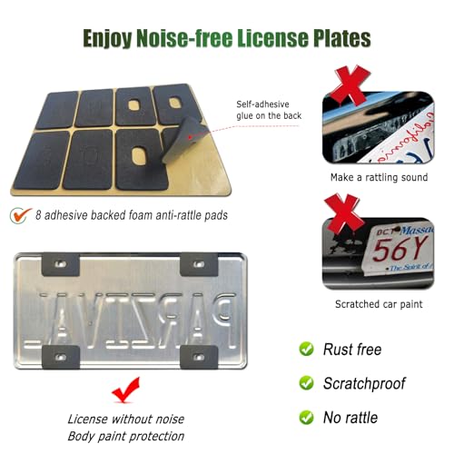 Carbon Fiber License Plate Frames- Black Carbon Pattern Plastic Front & Rear Car Tag Holder Cover 2 Pack with Mount Hardware, Screws, Caps, Handlebar Stickers - style: Carbon Fiber-Plastic-4 Hole