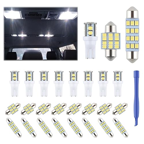 iFunyLED 24 Pieces Dome Light LED Car Interior Bulb Kit Set 194 T10 DE3175 578 31mm 42mm Bulbs Interior Replacement Lights for Car Map License Plate Door Side Marker Cornering Trunk Light - White - color: White