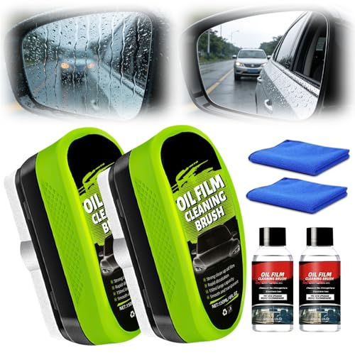 Automotive Oil Film Cleaning Brush,Car Glass Oil Film Cleaner Brush, Clear Vision Windshield Cleaner,Glass Coating Cleaner Board, Anti-Rain Fog, Improves Clarity and Safer Driving (2 Set) - size: 2 Set