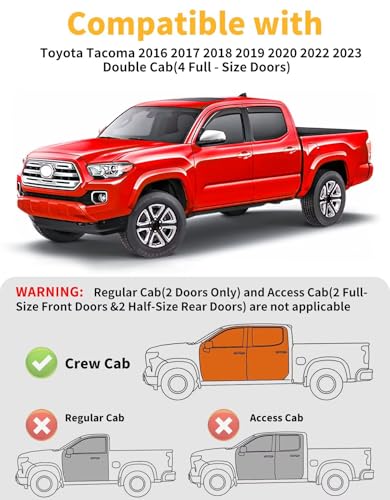 in-Channel Window Rain Guards Fit for Toyota Tacoma 2016-2023 Double Cab, Extra Durable Window Visors Window Deflectors Vent Visors Vent Shades Truck Car Accessories-4 pcs 2-Q05 - size: Fit for 2016-2023 Toyota Tacoma Double Cab