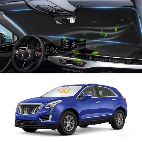 Custom fit Cadillac XT5 Windshield Sunshade for 2017-2023 2024 2025 Cadillac XT5 Accessories Front Window Car Shades Cover for Windshield Sun Visor Screen Protector 210T Reflective Blocks UV Rays - size: for XT5 2017-2025